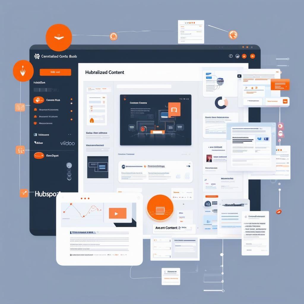 An image of a centralized content hub platform on HubSpot, allowing seamless integration and management of various content formats like blog posts, eb
