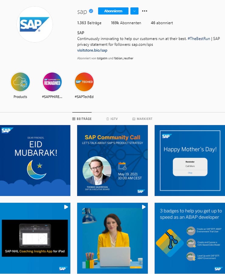 SAP Instagram Feed