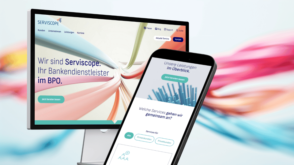 Darstellung der Serviscope Website auf verschiedenen Geräten